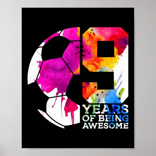 9歳の誕生日おめでとう！サッカー好きな子供の9歳の誕生日プレゼント _2  ポスター (正面)