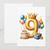 9歳の誕生日おめでとう サンキューカード (正面/裏面)