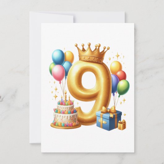 9歳の誕生日おめでとう サンキューカード (正面)