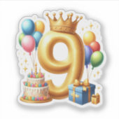 9歳の誕生日おめでとう シール (正面)