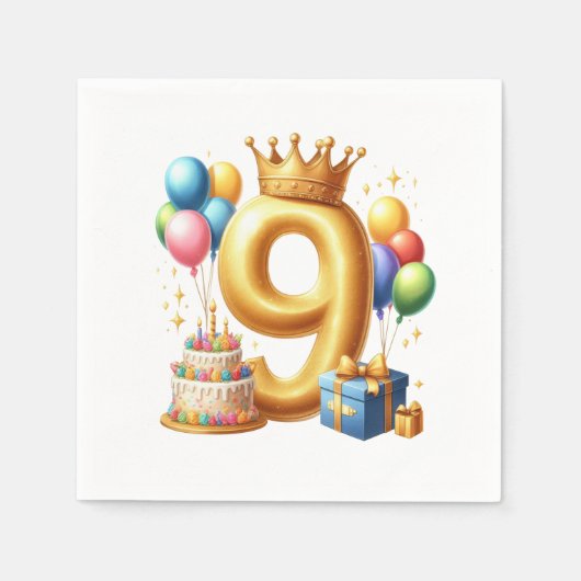 9歳の誕生日おめでとう スタンダードカクテルナプキン (正面)