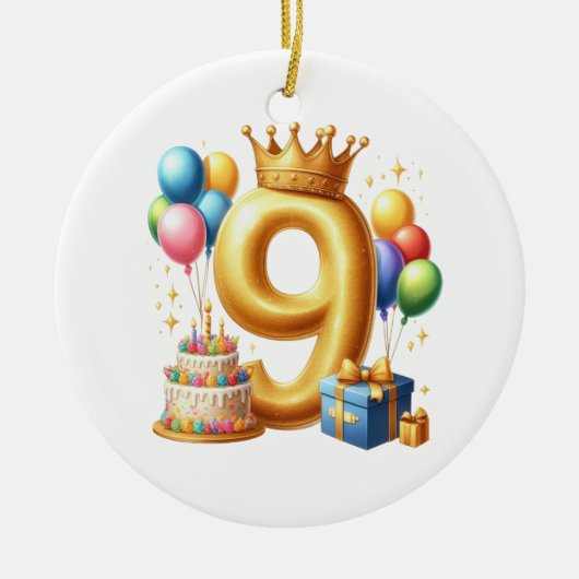 9歳の誕生日おめでとう セラミックオーナメント (正面)