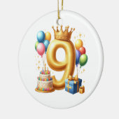 9歳の誕生日おめでとう セラミックオーナメント (左)