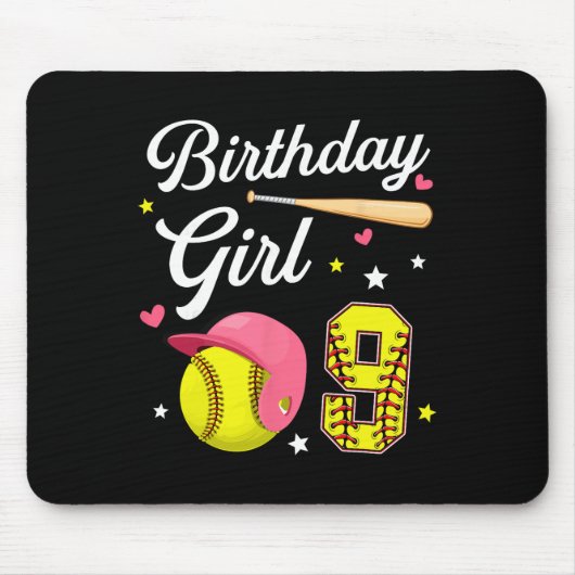 9歳の誕生日おめでとう ソフトな9歳の誕生日 9歳の女の子 マウスパッド (正面)