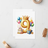 9歳の誕生日おめでとう ノートカード (正面/裏面インサイチュ)