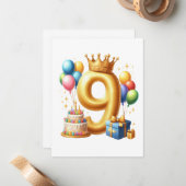 9歳の誕生日おめでとう ノートカード (正面/裏面インサイチュ)