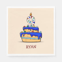 9歳の誕生日おめでとう ブルーのケーキに9