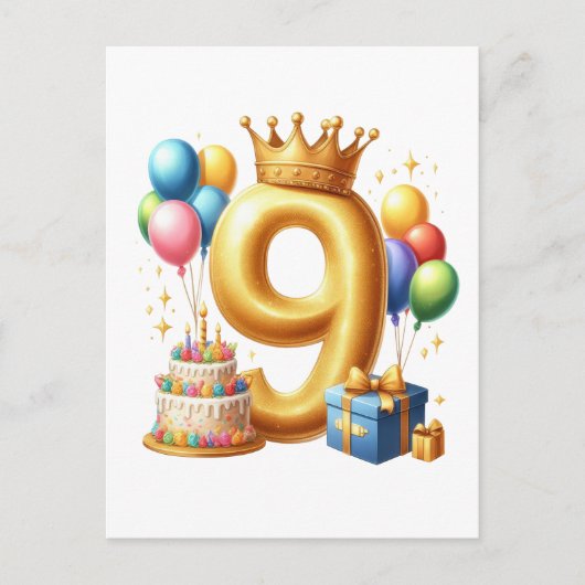 9歳の誕生日おめでとう ポストカード (正面)