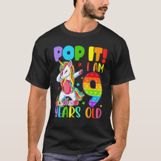 9歳の誕生日おめでとう ポップイット 女の子 男の子 Tシャツ