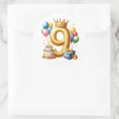 9歳の誕生日おめでとう ラウンドシール (バッグ)
