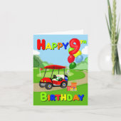 9歳の誕生日おめでとう レッド ボーイズ ゴルフ カード (正面)