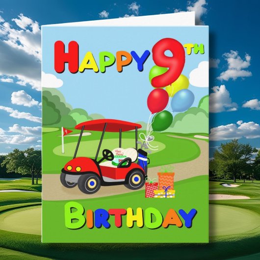 9歳の誕生日おめでとう レッド ボーイズ ゴルフ カード