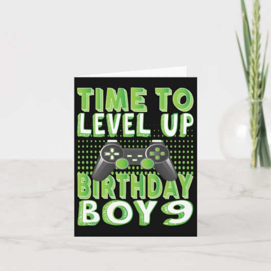 9歳の誕生日おめでとう!レベルアップだ! ゲーム好き男子へ カード (正面)