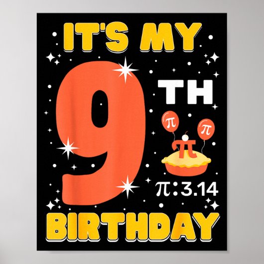 9歳の誕生日おめでとう 円周率の日 数学 9歳 子供 男の子用ギフト ポスター (正面)
