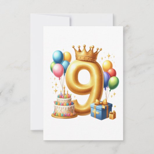 9歳の誕生日おめでとう 出欠カード (正面)