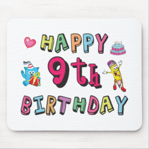 9歳の誕生日おめでとう 子供の誕生日 マウスパッド