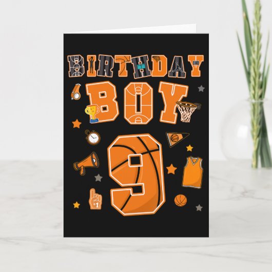 9歳の誕生日おめでとう 少年 スケルトンパーティー 9歳 カード (正面)