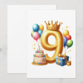 9歳の誕生日おめでとう 招待状 (正面/裏面)