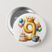 9歳の誕生日おめでとう 缶バッジ (正面&裏面)