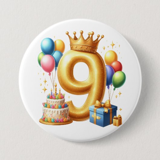 9歳の誕生日おめでとう 缶バッジ (正面)