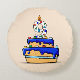 9歳の誕生日おめでとう 青いケーキと9 ラウンドクッション