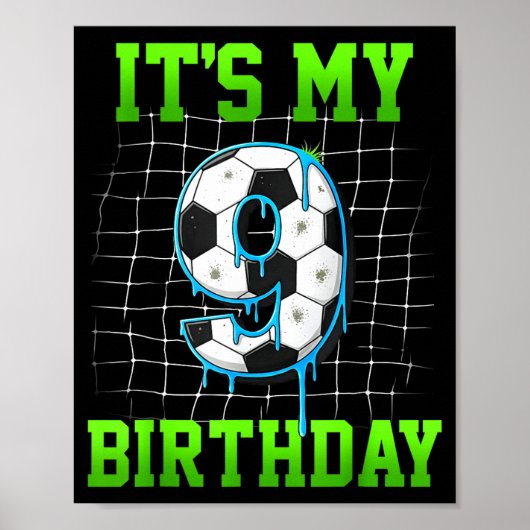 9歳の誕生日おめでとう 面白いサッカー 誕生日 男の子 9歳 ポスター (正面)