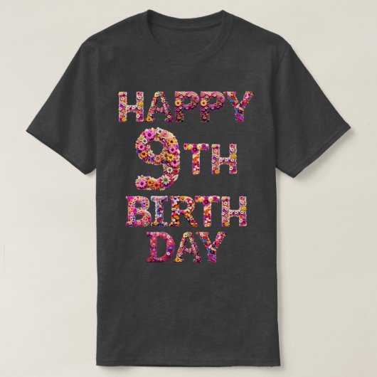 9歳の誕生日おめでとう Tシャツ (デザイン正面)