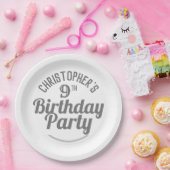 9歳の誕生日お祝い紙皿 ペーパープレート (パーティー)