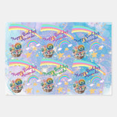 9歳の誕生日のユニコーンパーソナライズされたギフトラップ ラッピングペーパーシート (正面2)