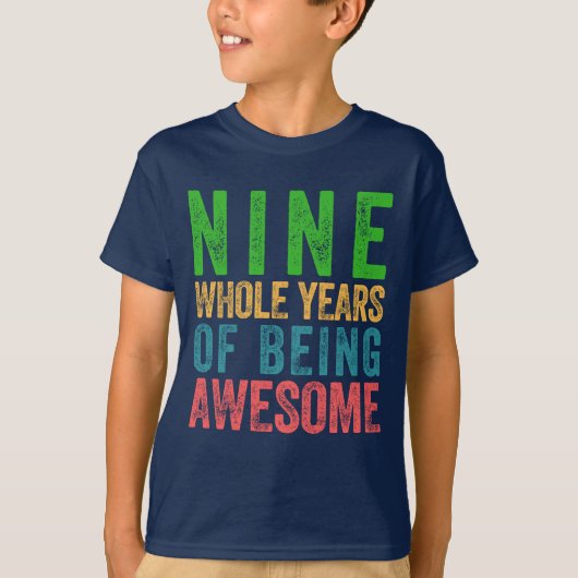 9歳の誕生日のワイシャツの男の子の女の子の子供のパーティー9 Tシャツ (正面)