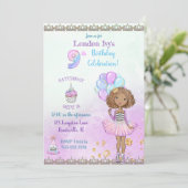 9歳の誕生日の女の子プリンセス アフリカ系アメリカ人 招待状 (スタンド正面)