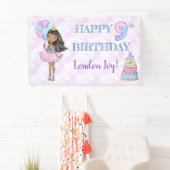 9歳の誕生日の女の子 アフリカ系アメリカ人 プリンセス 横断幕 (インサイチュ)