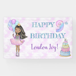 9歳の誕生日の女の子 アフリカ系アメリカ人 プリンセス 横断幕