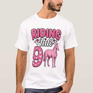 9歳の誕生日の女の子 ビンテージ乗馬Tシャツ デ Tシャツ