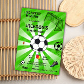 9歳の誕生日をテーマにしたモダングリーンスポーツボール 招待状