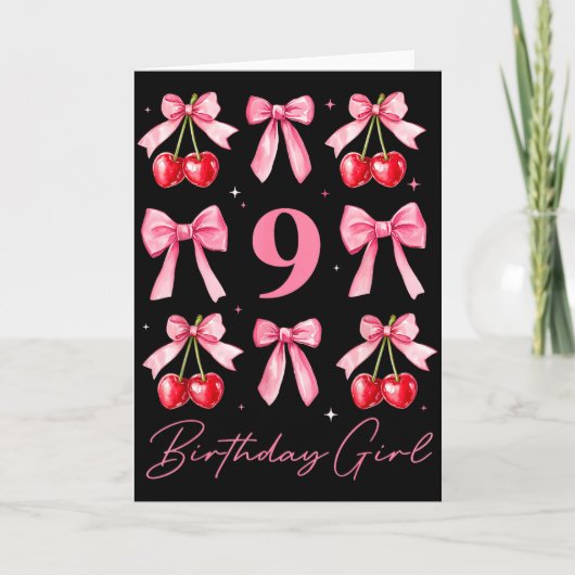 9歳の誕生日を祝う女の子 桜のクケッティボウ 9歳 カード (正面)