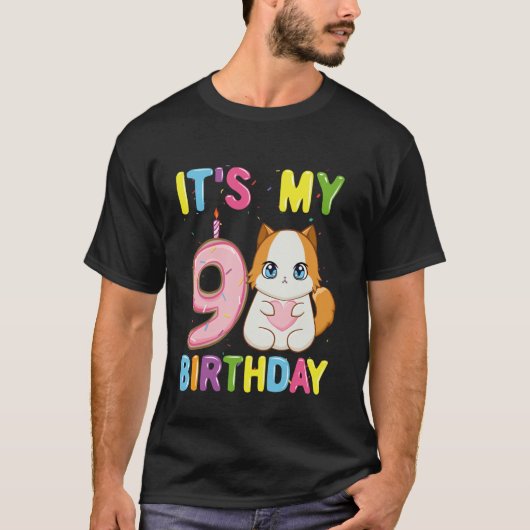 9歳の誕生日を迎えた女の子のラグドール Tシャツ (正面)