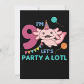 9歳の誕生日アクソロトル 9歳の子供にぴったりな可愛いアクソロトル 招待状 (正面)