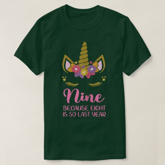 9歳の誕生日ガール衣装ユニコーン第9誕生日 Tシャツ (デザイン正面)