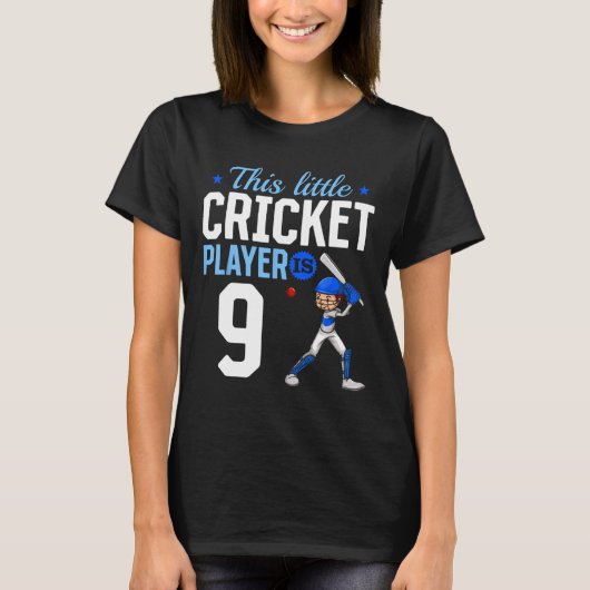 9歳の誕生日クリケット選手 Tシャツ (正面)