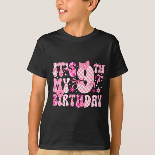 9歳の誕生日コケットテーマ 9歳の女の子用 Tシャツ (正面)
