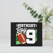 9歳の誕生日サッカーお祝いテーマ 9歳の男の子 ポストカード (スタンド正面)
