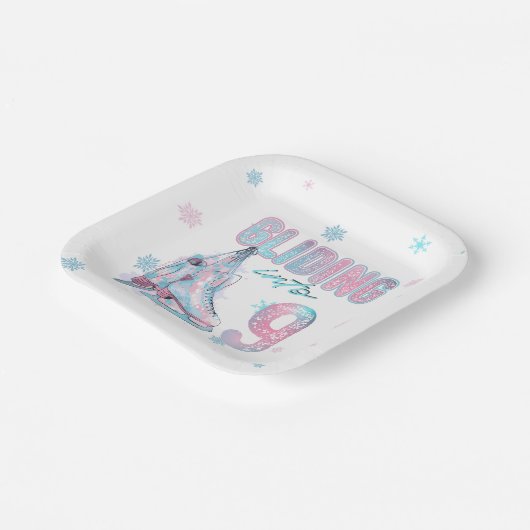 9歳の誕生日スケートで滑るパーティー ペーパープレート (傾斜あり)