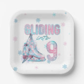 9歳の誕生日スケートで滑るパーティー ペーパープレート (正面)