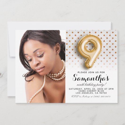 9歳の誕生日ドット絵ポートレート 招待状 (正面)