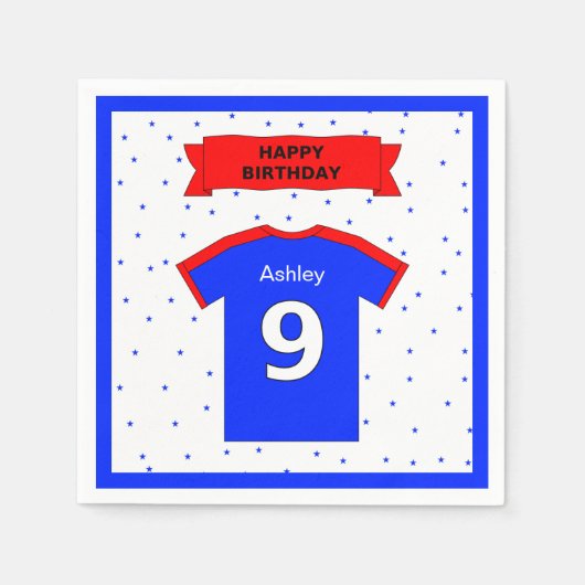 9歳の誕生日パーティーの女の子と男の子の名前を追加 スタンダードカクテルナプキン (正面)