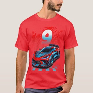 9歳の誕生日パーティー レース好きな子供たち レーシング Tシャツ