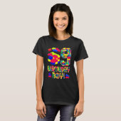 9歳の誕生日ブロックおもちゃコスチューム 9歳児向け Tシャツ (正面フル)