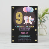 9歳の誕生日ユニコーンバースデー招待状 招待状 (スタンド正面)