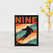 9歳の誕生日レトロスキー スキー 9歳の男の子 女の子 カード (黄色い花)